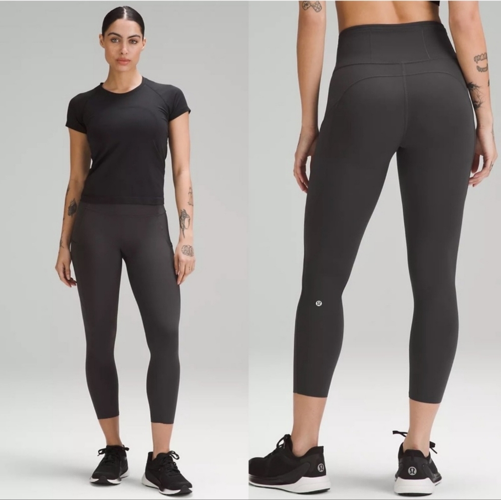 Lululemon Fast & Free HR Crop 23" sz 10 Graphite Grey NWT